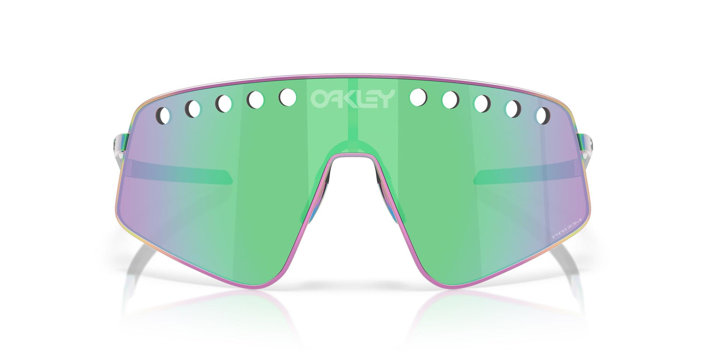 Oakley Sunglasses for Men - OO6025 Sutro TI Sweep Sunglasses with Rimless Titanium Frames PRIZM Lenses -Polished Oil Slick/PRIZM Road Jade - Size 38