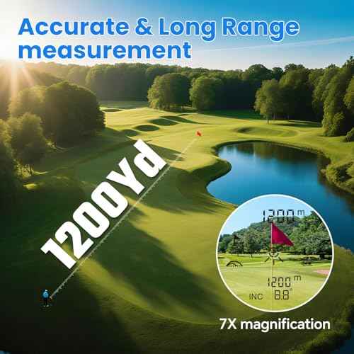 1200Yards Range Finder Golf with Slope, 7X Magnification Range Finder, Lightweight Portable Rechargeable Rangefinder, Flag Lock Vibration, Switch for Legal, Laser Range Finders for Hunt/Golf Accessory