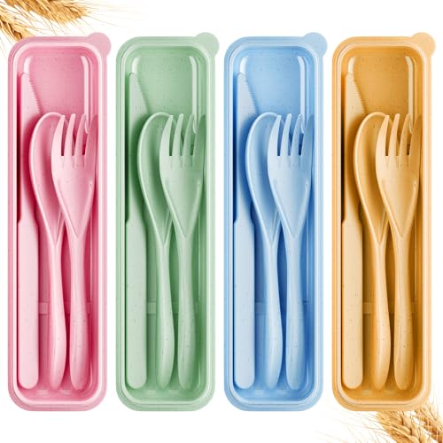 Travel Utensil Set with Case - Reusable Camping Picnic Cutlery