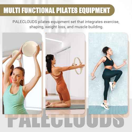 Pilates Ring Set, Pilates Essential Kit with Pilates Ring and Ball, 2.2lb *2 Ergonomic 7-Shaped Dumbbells, Portable Bag & Training Poster, at Home Workouts Pilates Sets for Women