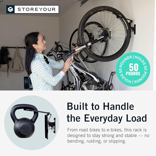 BLACK Heavy Duty Swivel Bike Wall Mount Rack 2 Pack - Holds 50lbs