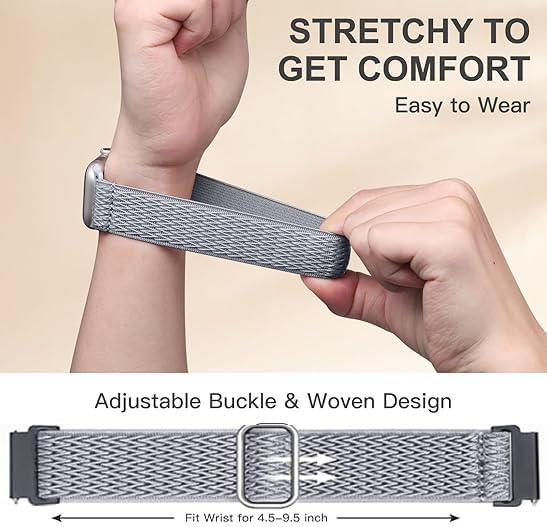 ID208 Plus Smart Watch Bands, 22mm Stretch Breathable Elastic Nylon Bands for Fitpolo/Quican/Aeac/Tensky ID208 Plus Smartwatch Replacement Wristband Adjustable Straps (3-Pack)