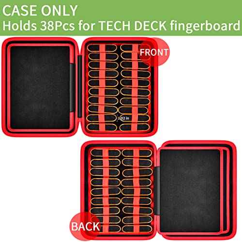 Case Compatible with TECH DECK Ultra DLX Fingerboard 4-Pack, also Holds 38PCS for HOMETALL/for Teak Tuning/for GoldenPlayer/for TIME4DEALS/ for Gr8ware Collectible Mini Skateboards (Red)