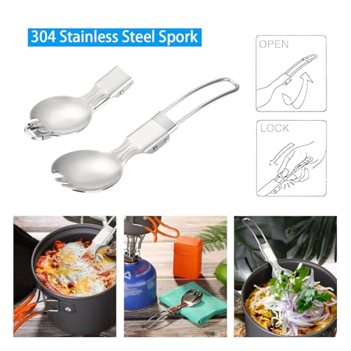 Camping Cookware Set with Pots Stove Spork & Carry Bag - Lightweight & Durable