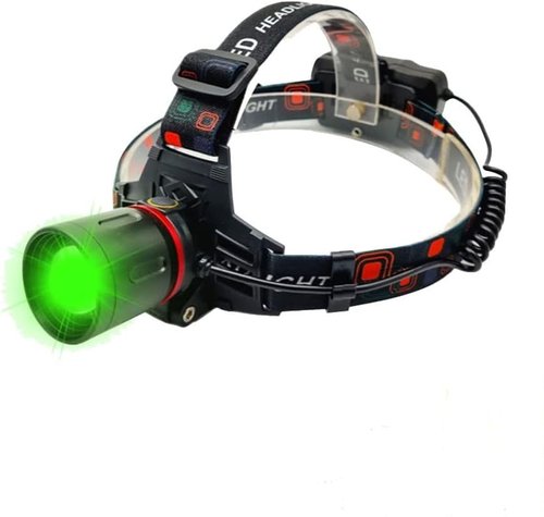 LUXNOVAQ Rechargeable Green Light Headlamp, Ultra-Bright LED Hunting Headlamp, Zoomable Waterproof Tactical Headlight with 3 Modes, 90° Adjustable Green Light for Night Hunting, Fishing, Camping