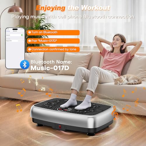Grey Vibration Plate Exercise Machine with Dual Motor, Full Body Workout & Resistance Bands