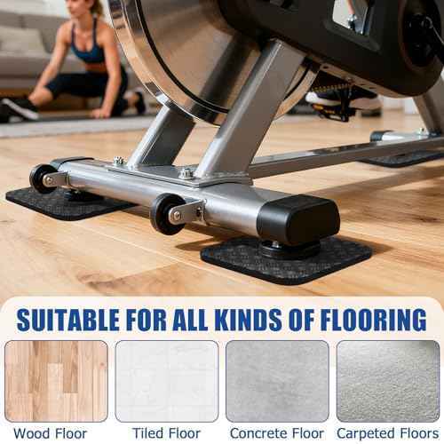 TOBWOLF 4PCS Double-Sided Non-Slip Exercise Bike Mat, 4" x 4" Premium Silicone Anti Vibration Mat for Exercise Bike, Treadmill, Walking Pad, Lightweight Exercise Equipment Mat for Floor Protection