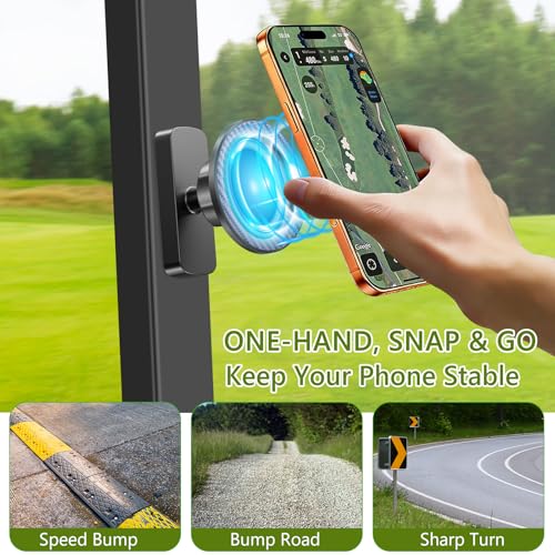 Magnetic Golf Cart Phone Holder with 360° Rotation - Strong Magnet Mount for Men Dad