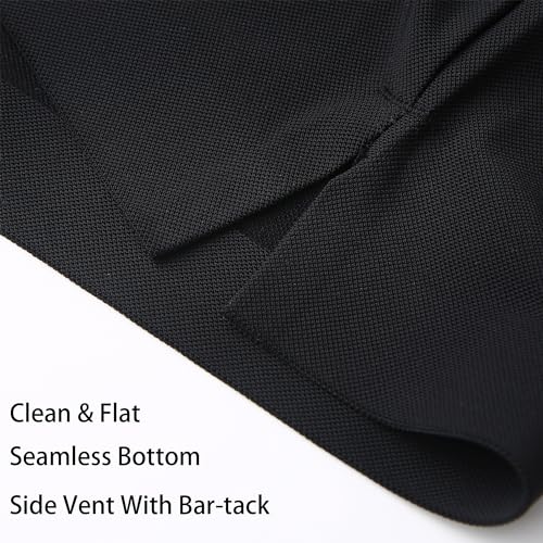Mens Golf Polo Shirt - Quick-Dry Solid Short Sleeve Top, Large Black