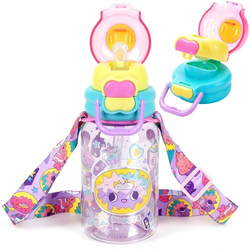 Kids Water Bottle with Straw & Spout 20oz Leak-Proof BPA-Free Tritan Cup