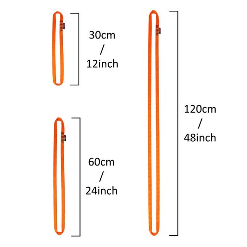 GM CLIMBING Pack of 3 16mm Nylon Sling Runner 60cm / 24inch (Fluorescent Orange)