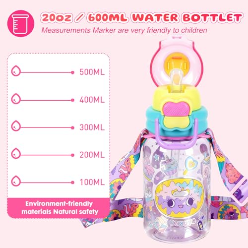 Kids Water Bottle with Straw & Spout 20oz Leak-Proof BPA-Free Tritan Cup