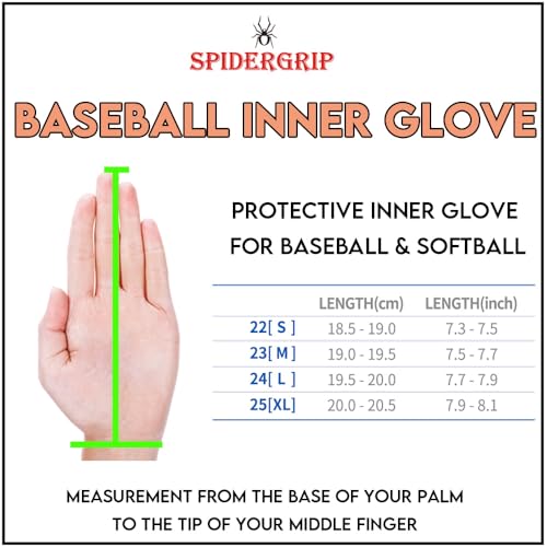 Spider Grip Baseball Inner Glove Silver 24[L] - Padded Comfort for Fielding