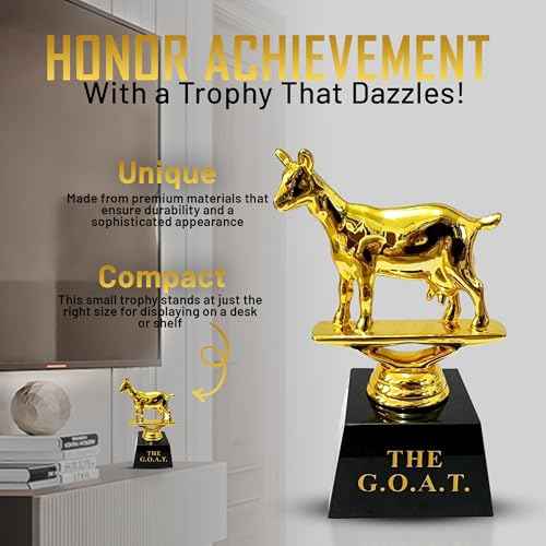 Vaulted Skulls & Co Goat Trophy | Greatest of All Time Trophy (G.O.A.T) | G.O.A.T Trophy | Sports Team Trophies | Funny Office Trophy | Gold/Black