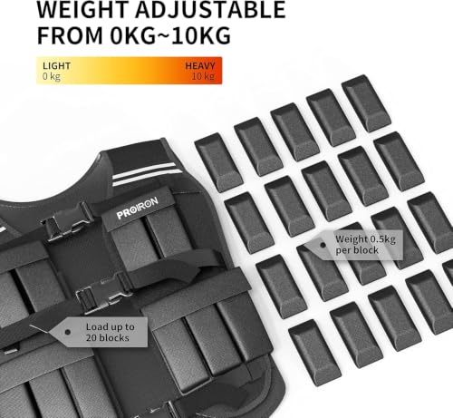 PROIRON Adjustable Weighted Vest 1lb-22lb for Fitness & Training - Removable Weights