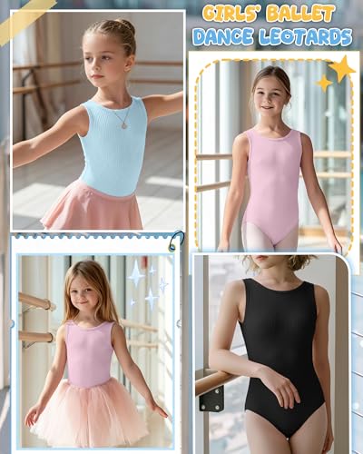 3 Pack Toddler Girls Dance Leotards - Comfortable & Stretchy Cotton