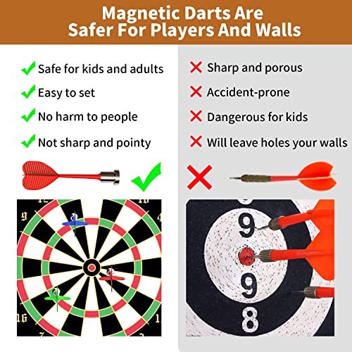 Magnetic Dart Board Indoor Outdoor Kids Game with 12 Safety Darts - Gift for Boys 8-16