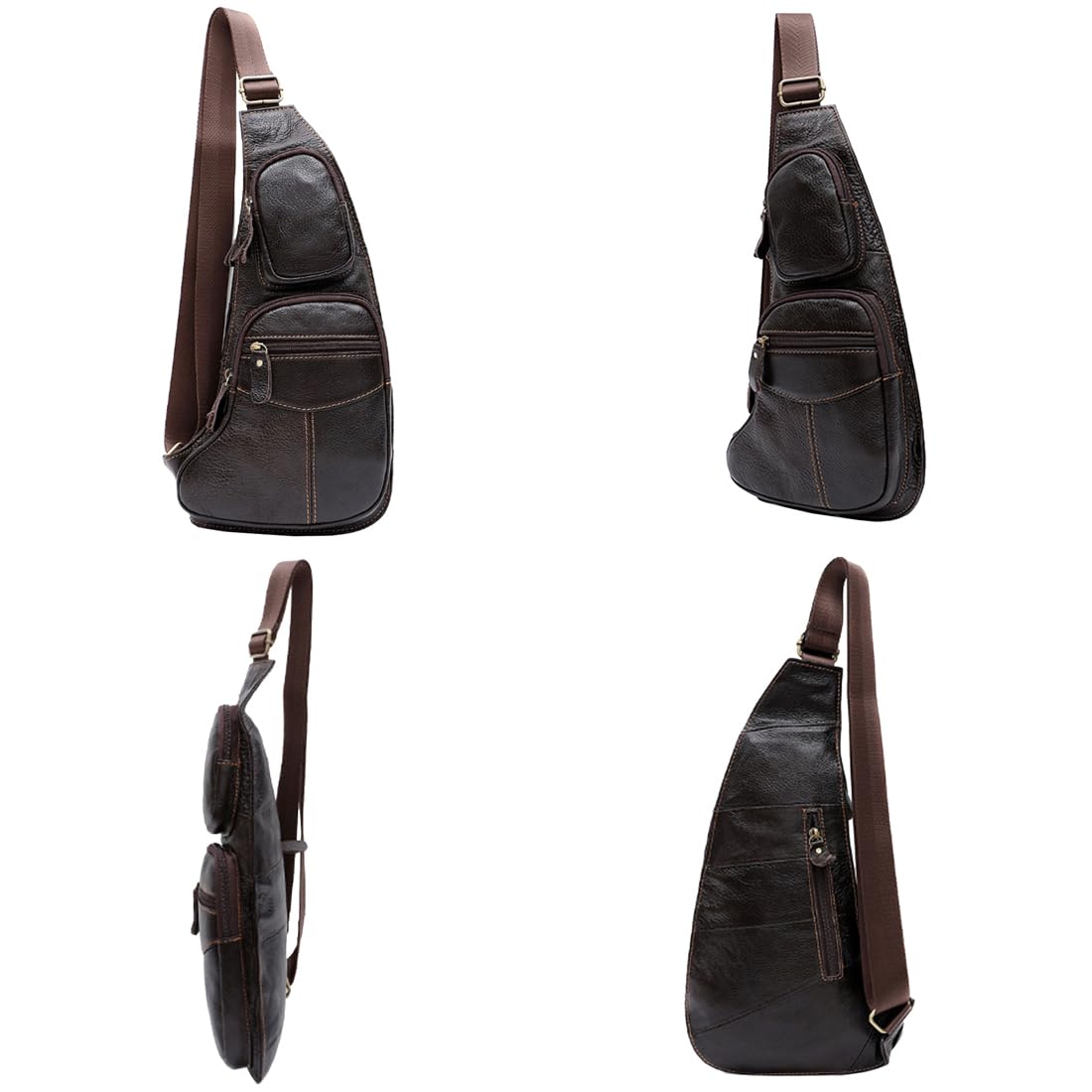 KPYWZER Vintage Leather Sling Bag Bags for Men Women Backpack Shoulder Messenger Crossbody Outdoor Travel Hiking Camping Tactical Chest Pack Daypack Coffee