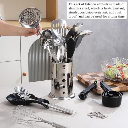 39-Piece Stainless Steel Kitchen Utensil Set with Holder - Dishwasher Safe