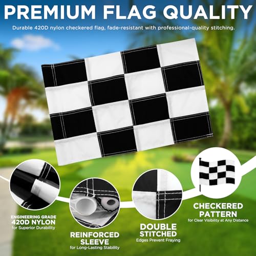 KINGTOP 6ft Golf Flagstick Set - Checkered Flag, 5-Section Portable Golf Accessories