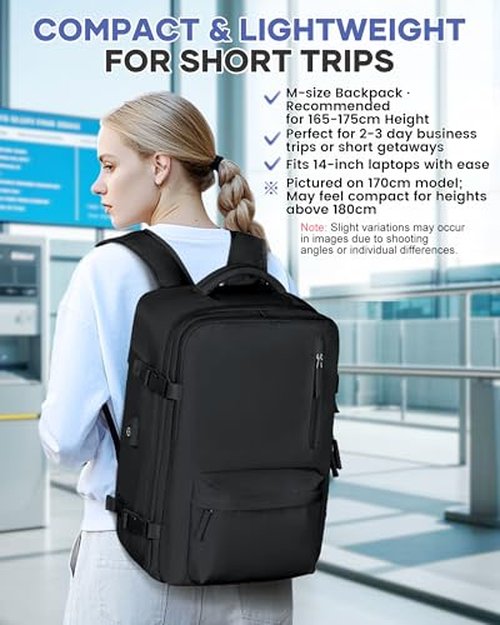 Vacuum Travel Backpack with Pump for Women,Airback Personal Item Carry on Backpacks Flight Approved 18x14x8 inches for Men,Laptop Waterproof Work Compression bags Casual Daypack,Black
