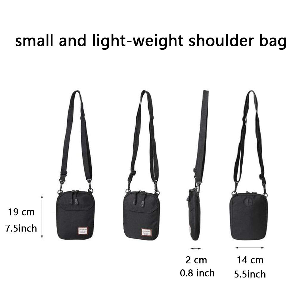 Mini Crossbody Bag Small Shoulder Bag For Men Travel Wallet Passport Holder Phone Purse Unisex, Mini Messenger Satchel Bag For Women Fanny Pack Neck Pouch Bags With Headphone Jack - Black