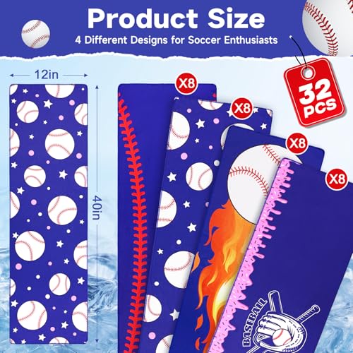 Menoly Baseball Cooling Towels 40x12 Inch Bulk Pack for Sports & Outdoor Activities - Baseball Variation