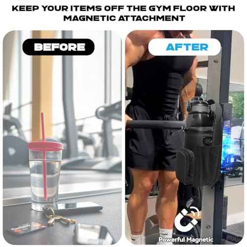 Magnetic Gym Bag for Men, Magnetic Water Bottle Holder, Small Gym Bag for Men, Gym Gifts,Gym Accessories for Women (Black)