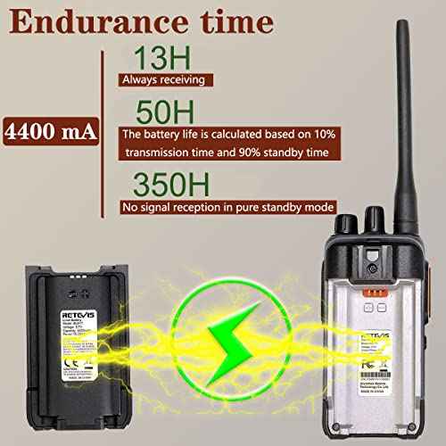 Retevis RB17V MURS Radios, 2 Way Radios Long Range,4400mAh Hunting Walkie Talkies Rechargeable, License Free, Local Alarm,Two Way Radios for Skiing Camping Hiking (4 Pack)