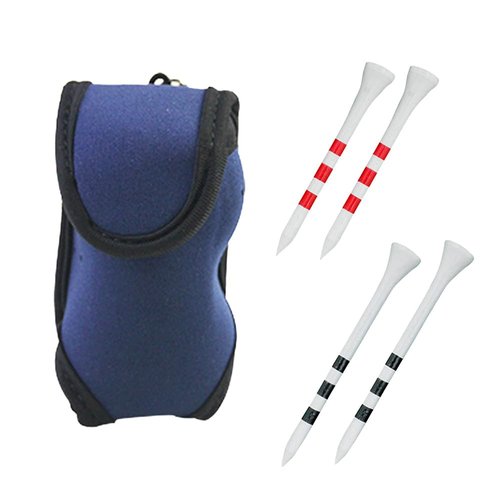 ISRcnst for Golf Ball Holder Wooden & Golf Bag Tee Holder Pouch – Waterproof Carry Bag with Carabiner Clip, for Men/Women (4+1Pack) (blue)