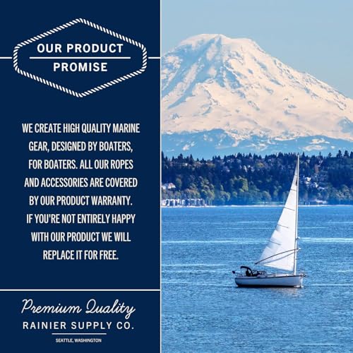 RainierSupplyCo 15' x 3/8 Inch Double Braided Nylon Dock Lines 4-Pack with Loops - Black