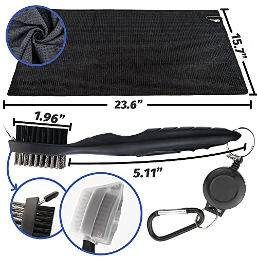 5-in-1 Golf Accessories Kit: 3 Microfiber Towels, Club Brush & Divot Tool