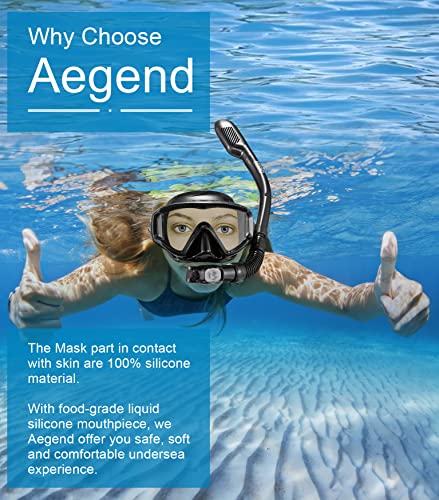 Adult Snorkeling Mask Anti-Fog Wide View with Dry Top Valve - Black & Clear, Large-X-Large