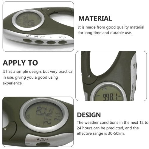 KOMBIUDA Electronic Mountaineering Watch Weather Instrument Outdoor Altimeter Mountaineering Thermometer Carabiner Barometer Handheld Altimeter Thermometer Compass Handheld Thermometer