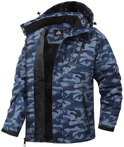 Men's Mountain Winter Coat - Large Dark Blue Camo