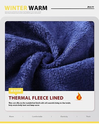 Women's Fleece-Lined High-Waisted Thermal Leggings - Small-Medium Navy