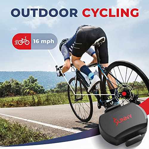 Sunny Health & Fitness Exercise Cycling 2-in-1 Cadence/RPM + Speed Sensor for Indoor or Outdoor Bikes with Free SunnyFit App Enhanced Bluetooth Connectivity - CB110
