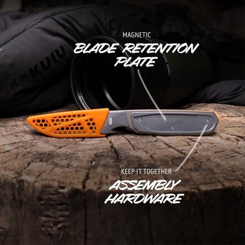 OUTDOOR EDGE Razor APX 3" Replaceable Hunting Knife with 3 Black Drop Point Blades, 1 Gutting, 2 Caping & 1 Saw Blade - Compact Skinning & Boning Knife