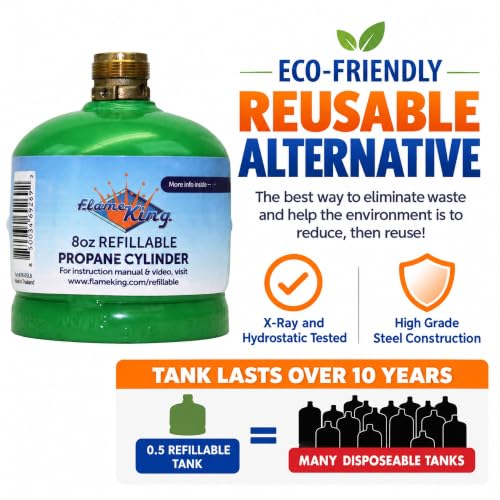 Refillable 1/2LB Propane Tanks for Small Lamps, Lanterns & Camp Stoves – 2 Pack