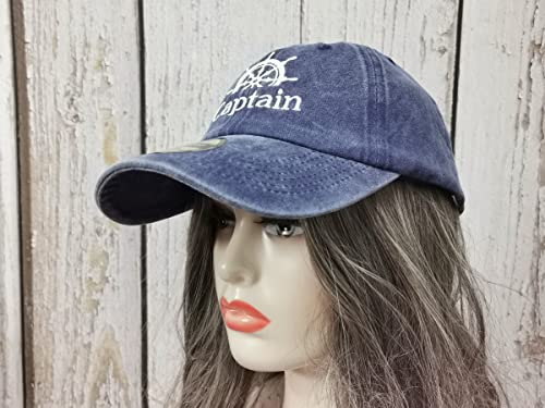 Captain First Mate Crew Embroidered Baseball Cap for Men Women - Washed Navy Blue