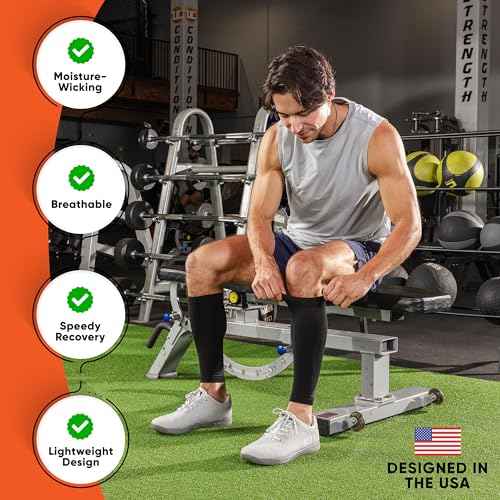 Calf Compression Sleeves for Men and Women - Footless Compression Socks Support for Varicose Vein, Nursing, Pregnancy, Running - PhysFlex Leg Sleeve Brace for Shin Splints, Pain Relief (Pink, Medium)