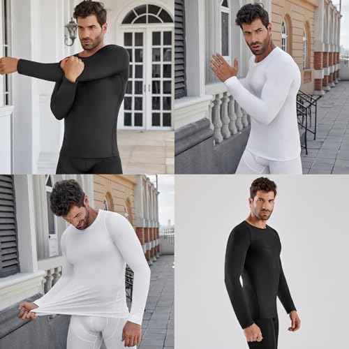 Men's Compression Shirt Long Sleeve Athletic Sports Shirt Quick-Drying Breathable Running Shirt for Fitness