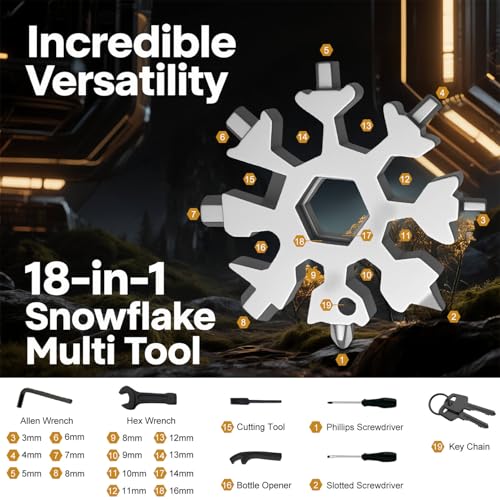 Snowflake Multi Tool 2 Pack - Silver & Black Starry Sky 18-in-1 EDC Gift