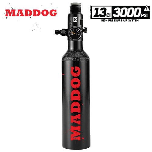 Maddog 13ci/3000psi Aluminum Compressed Air HPA Paintball Tank with Regulator - Airgun Airsoft PCP - Fresh Hydro Date - Refillable Tank Ships Empty - Single