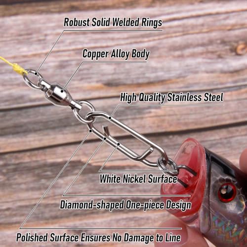 Fishing Speed Clips 30 Pack Ball Bearing Snap Swivels Saltwater Freshwater Tackle Size 0+S