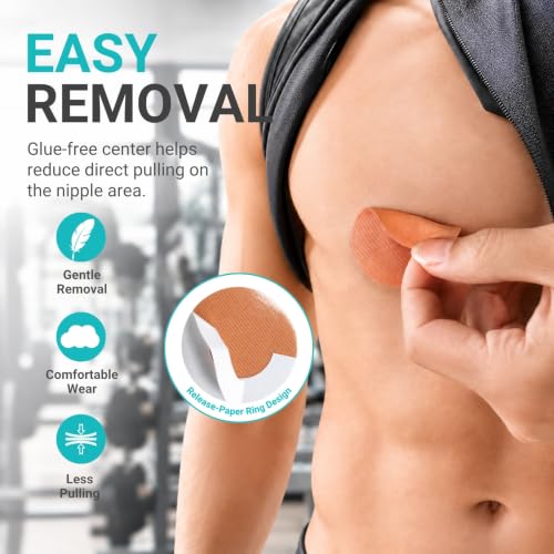 SCICOFIX 60pcs Tan Nipple Covers Men Running Anti-Chafing Tape for Marathon Sports