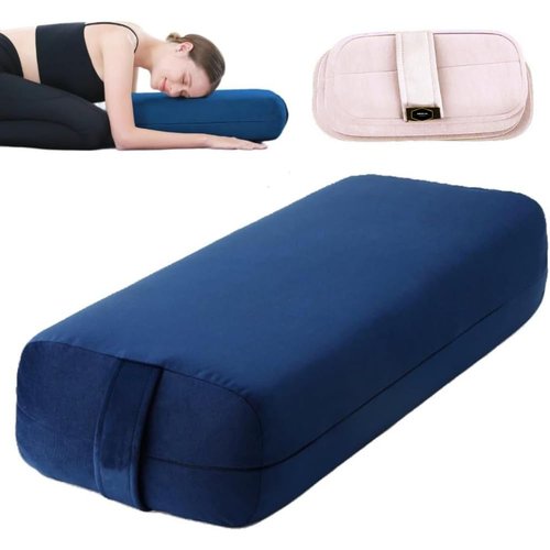 ABCDLIFE Yoga Bolster Pillow for Restorative Yoga Rectangular Pillow High Density Foam Firm Yoga Cushion for Sitting on Floor with Washable Suede Cover and Carry Handle for Travel 26 x 9.8 x 5in