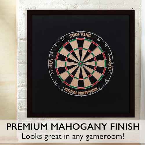 Viper Championship Wood Framed Sisal Dartboard Backboard with Optional Dry Erase Cricket Scorebord and Dart & Accessory Storage Caddy, Dark Mahogany Finish