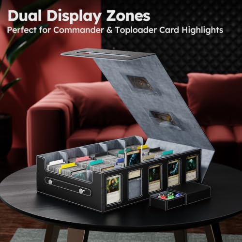 Trading Card Storage Box 4300+ Capacity with Magnetic Lid - Black/Grey