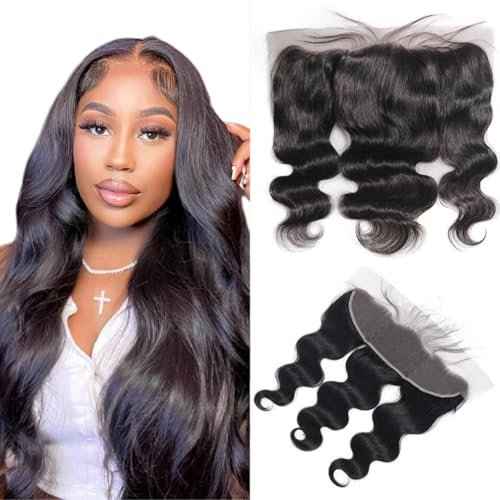 13x4 Ear to Ear HD Lace Frontal Closure 12A Unprocessed Brazilian Virgin Body Wave Human Hair Frontal 150% Density 18 Inch Full Lace Closures Pre Plucked Natural Black